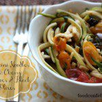 puttanesca style zucchini noodles with olives and cherry tomatoes
