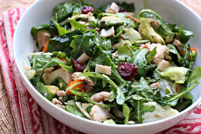 green salad with warm cranberry dressing