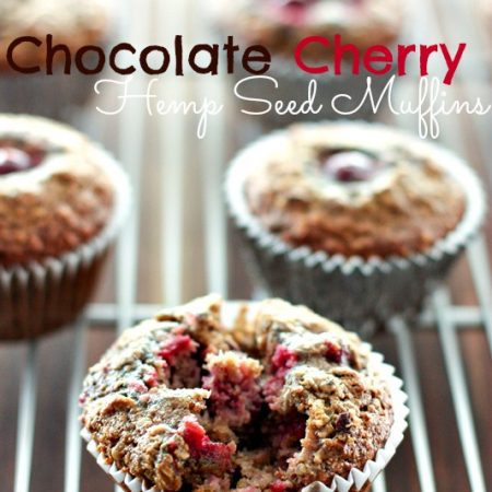 Chocolate Cherry Hemp Seed Muffins -- high protein, gluten free and delicious!