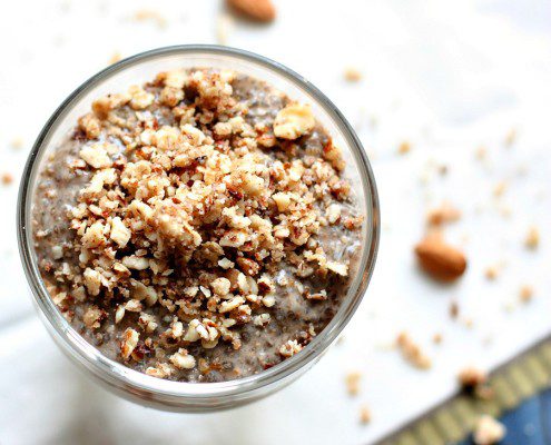 #CrunchOn with Banana Chia Pudding + Almond Crumb Topping -- perfect #snack or #breakfast pudding!