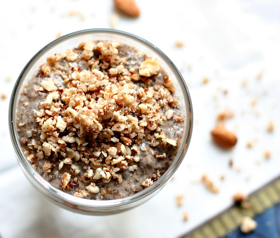 #CrunchOn with Banana Chia Pudding + Almond Crumb Topping -- perfect #snack or #breakfast pudding! 