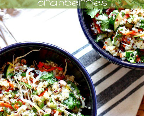 Chopped quinoa salad with cranberries -- perfect lunch for spring! #vegan #cleaneats #salad @danielleomar