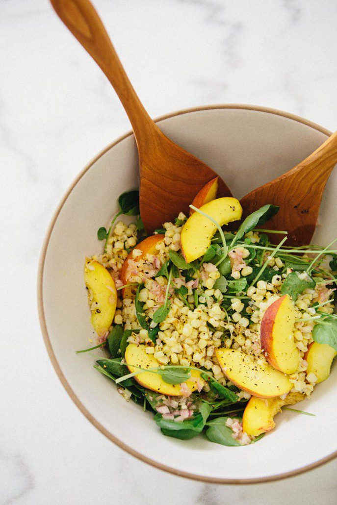 grilled corn and peaches salad