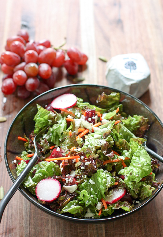 Antioxidant rich all RED salad with lemony dressing is a delicious lunch or dinner side. 