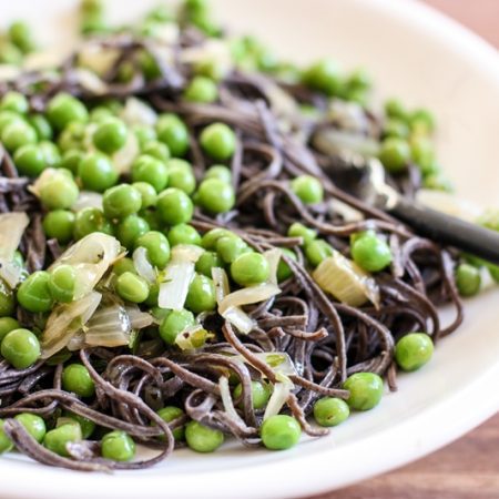 Black bean pasta with beans -- a delicious healthy weeknight dinner. Vegan and gluten free!