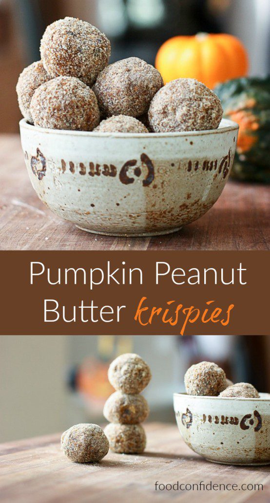 No-Bake Pumpkin Peanut Butter Krispies. Perfect mid-day snack recipe, easy to make and rivals anything you can buy! via @DanielleOmar