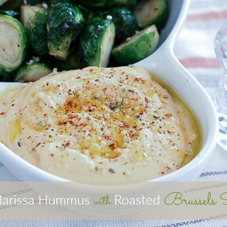Spicy Harissa Hummus with Roasted Brussels Sprouts