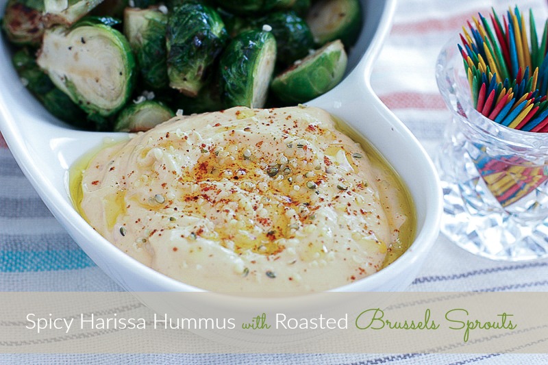 Spicy Harissa Hummus with Roasted Brussels Sprouts