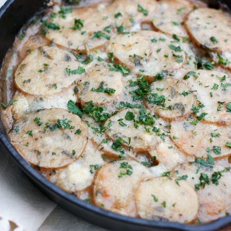 Healthy scalloped potatoes recipe using veggie broth