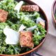 Miso kale caesar with sprouted bread croutons