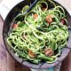 This is a delicious salad! I spiralized zucchini noodles then tossed with a creamy spinach pistachio pesto. Sauteed asparagus and cherry tomatoes are a great way to enjoy summer's bounty of vegetables. Perfect recipe for quick lunch or weeknight dinner! Great for a picnic, too!