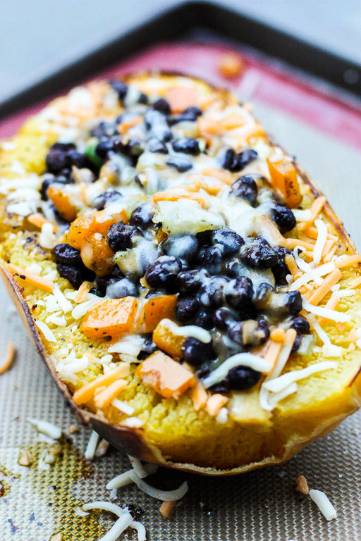spaghetti squash with black beans and cheese