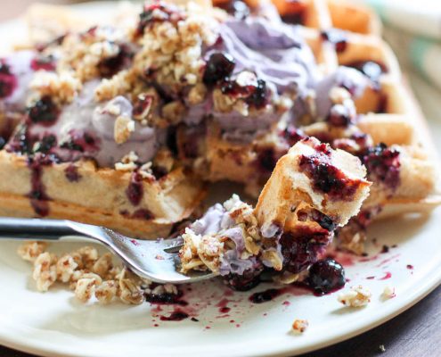 Belgian Waffles with Wild Blueberry Cream