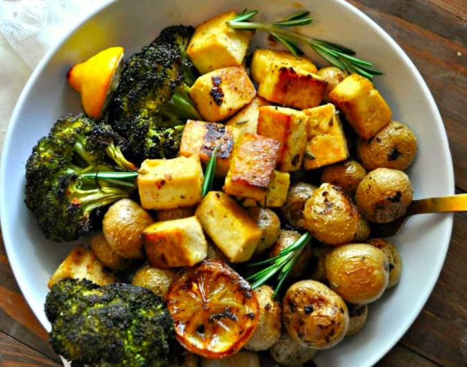 Vegan Dijon Rosemary Sheet Pan Dinner