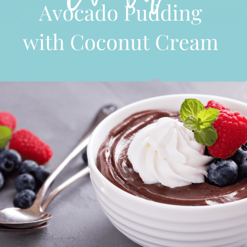 chocolate avocado pudding with coconut cream